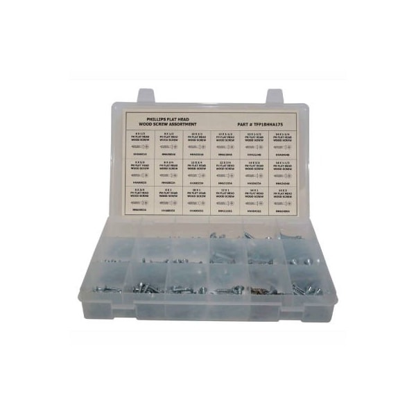 Wood Screw Assortment, Steel, Zinc Plated Finish